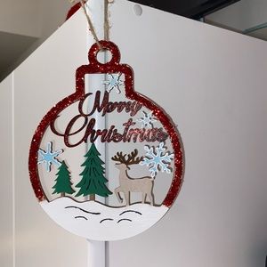 Merry Christmas Reindeer Ball Ornament